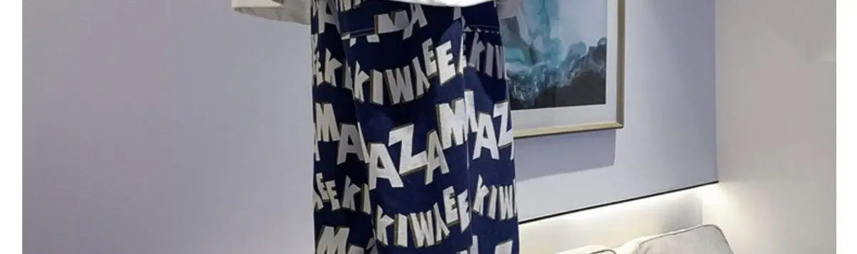 Letter wide-leg pants for men and women in autumn and winter plus velvet high-waisted loose long and short straight pants tops Street King Limited