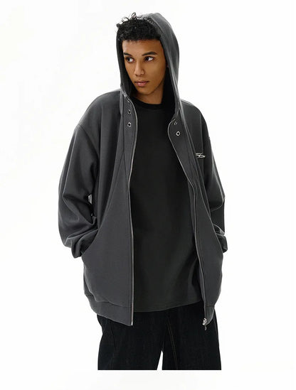 high street men structure line high collar hoodie jacket autumn winter rascal handsome versatile casual zipper coat unisex unique default style 5730