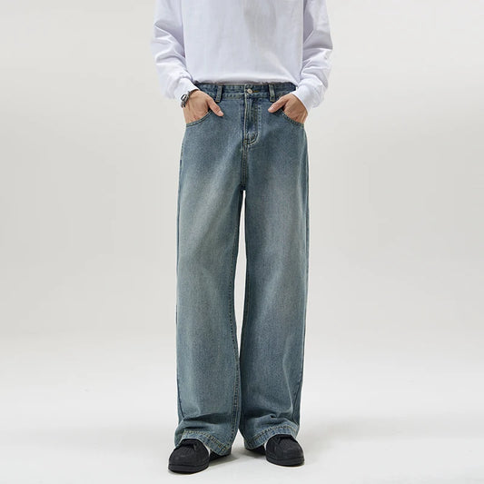 men wide leg straight streetwear fashion loose casual vintage denim baggy jeans pants women y2k jeans trousers urban skinny jeans