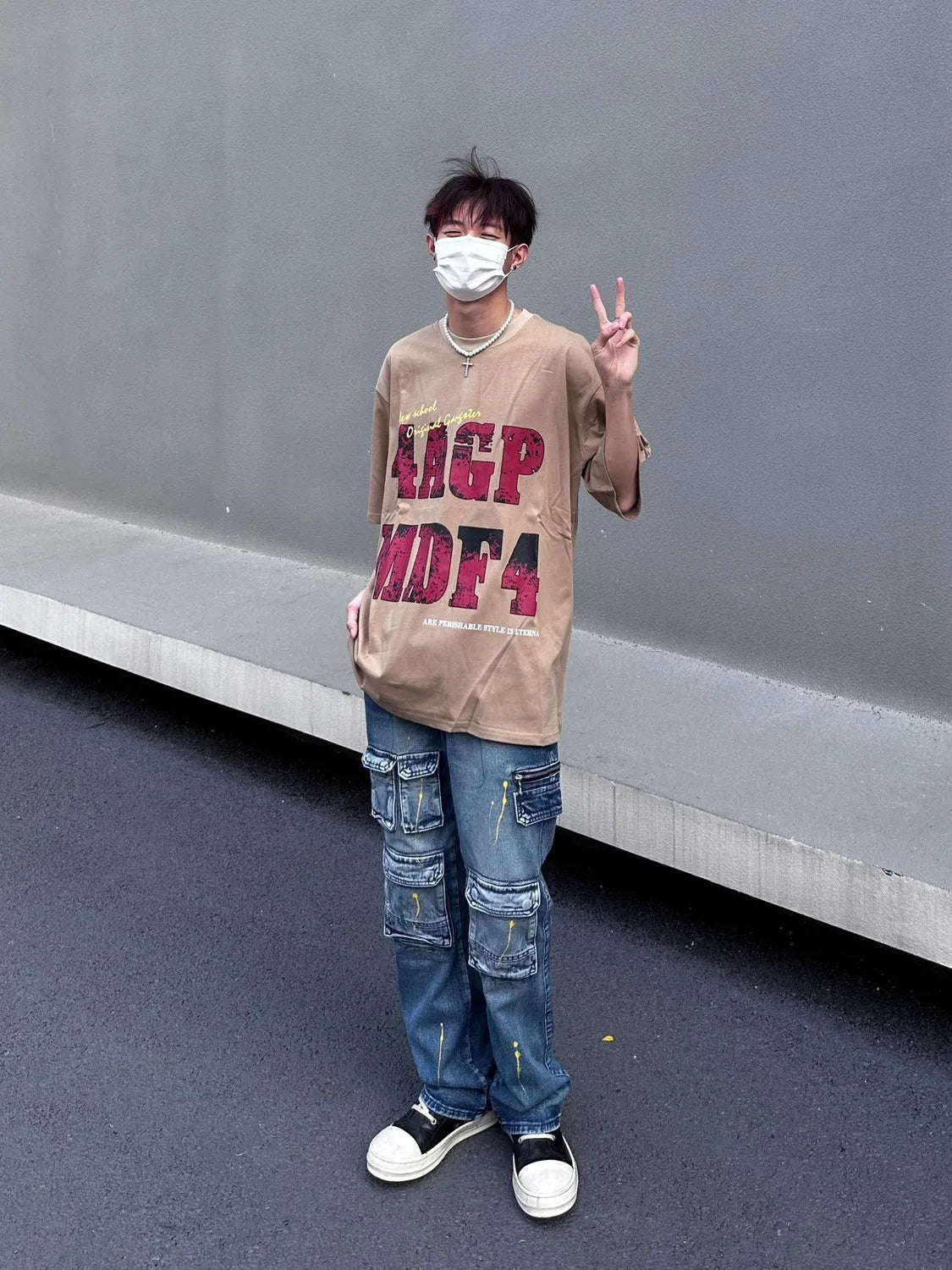 Cotton American Street Letter Rupture Printed T shirt Fashion Personalized Men and Women Hip Hop Loose oversized T shirt Top Street King Limited