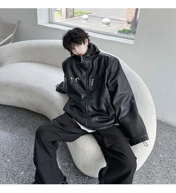new 2024 men metal thug club pu leathers zippers bomber coats jackets down coats shirts cotton warm winter size 1 2 3 745 unique default style 3485