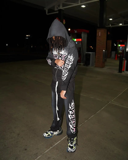 y2k street hip-hop goth trend oversized hoodie suit men's fashion Harajuku style casual loose versatile zipper sweatshirt top Street King Limited