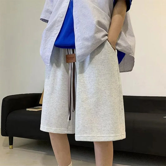 summer y2k shorts for men casual gym basketball baggy short sweatpants appliques drawstring solid color bermuda masculina casual joggers