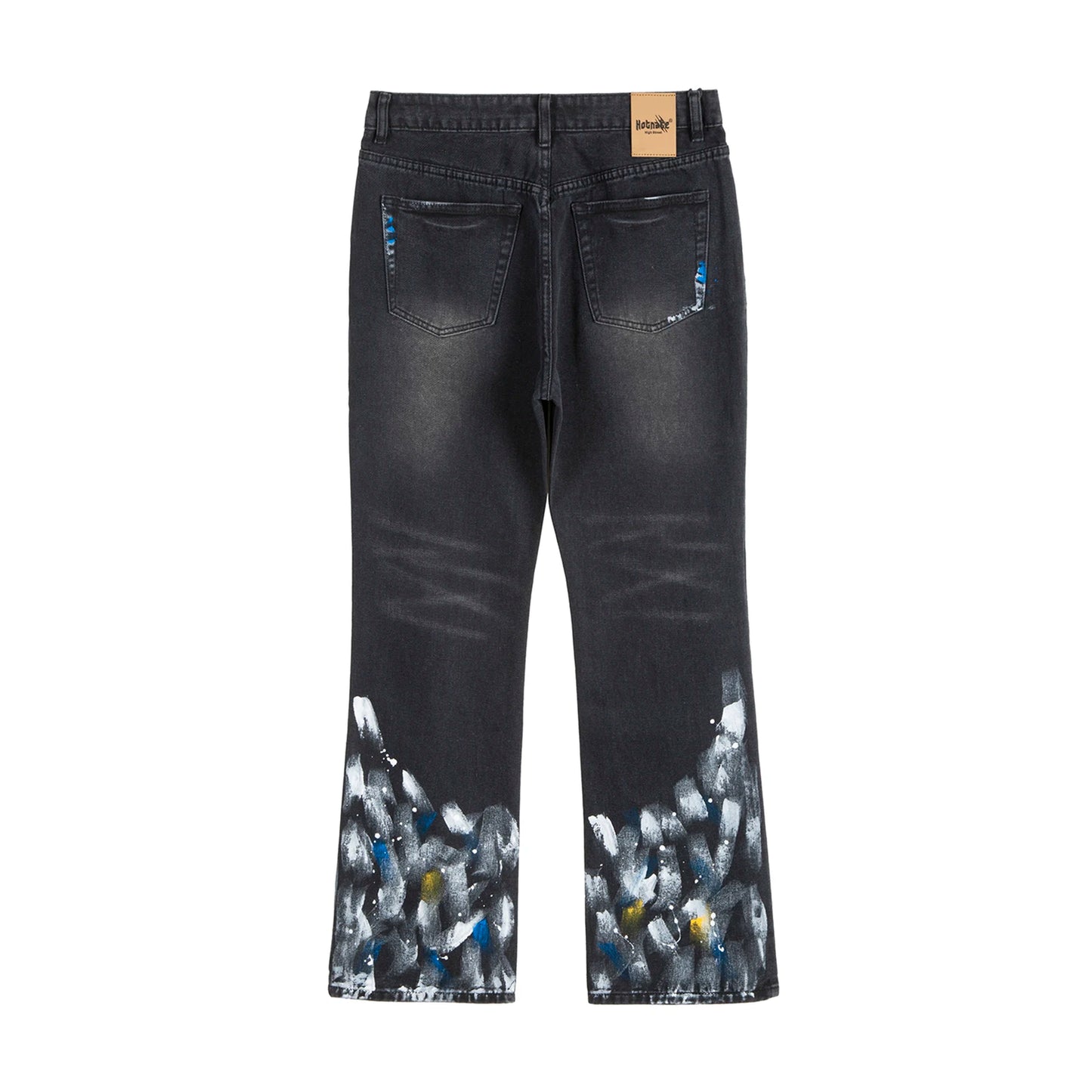 Feet Ink Painted Washed Black Jeans for Men Straight Retro Baggy Casual Cargo Pants Pantalones Hombre Oversized Denim Trousers Street King Limited