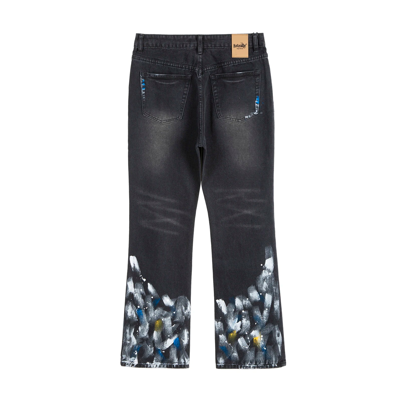 Feet Ink Painted Washed Black Jeans for Men Straight Retro Baggy Casual Cargo Pants Pantalones Hombre Oversized Denim Trousers Street King Limited