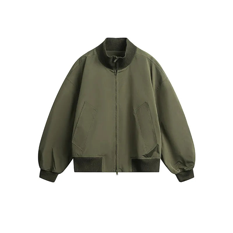 short design stand collar bomber jacket men korean streetwear fashion loose casual vintage bomber jacket coat cityboy outerwear unique shorts style 554