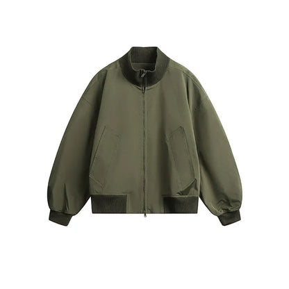 short design stand collar bomber jacket men korean streetwear fashion loose casual vintage bomber jacket coat cityboy outerwear unique shorts style 554