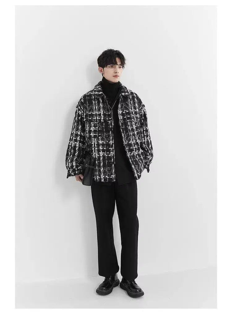 Spring and Autumn High Street Men and Women Trendy Personalized Plaid Collar Jacket Couple Retro Korean Coat Harajuku Top y2k Street King Limited