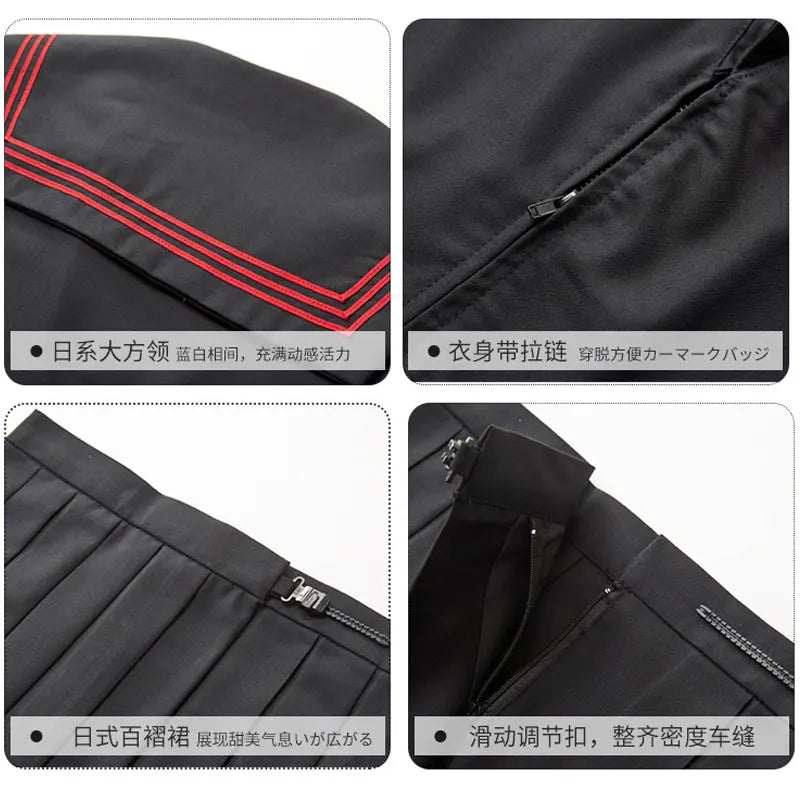 Navy Sailor Outfit Japanese Style School Uniform Skirt Girls JK Uniforms Student Sailor Dress Korean Student Seifuku COS Costume Street King Limited