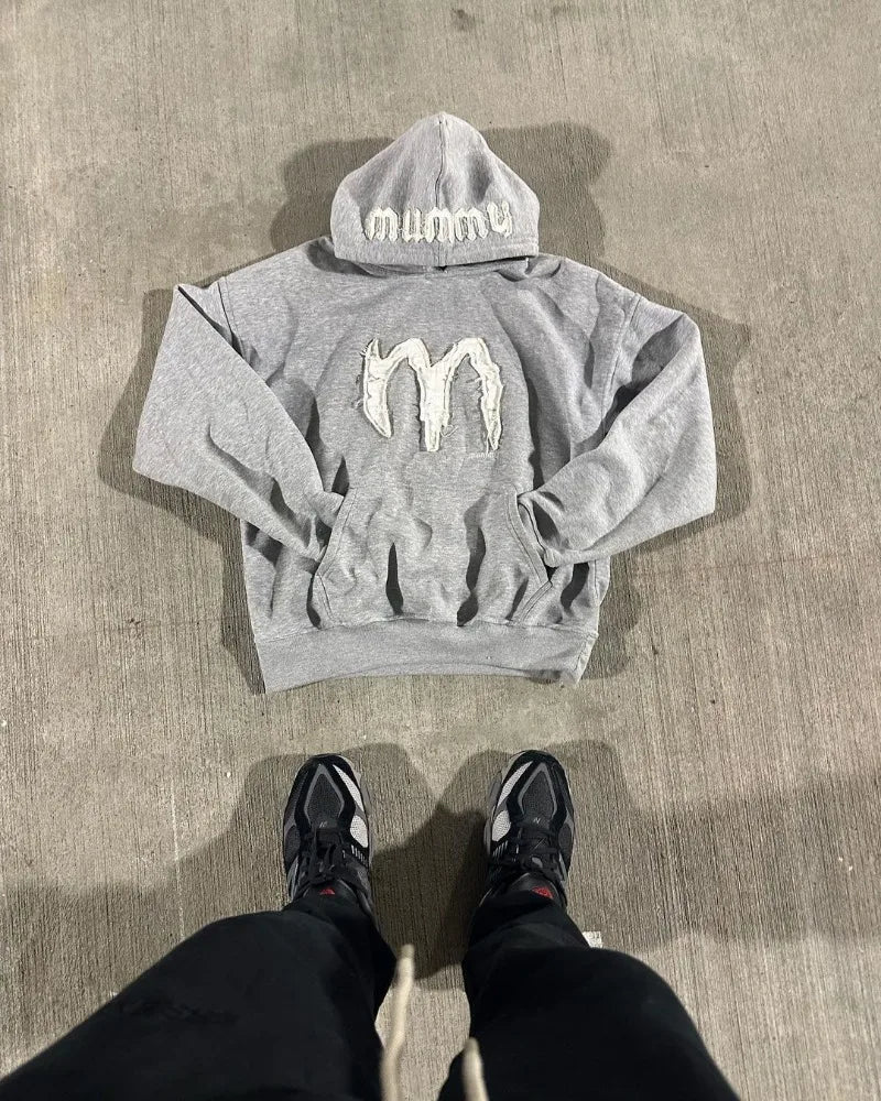 2024 Y2k Street Fashion Loose Hoodie Retro Letter Embroidery Oversized Pullover Men Trendy Brand Hip-Hop Rock Sweatshirt Women Street King Limited