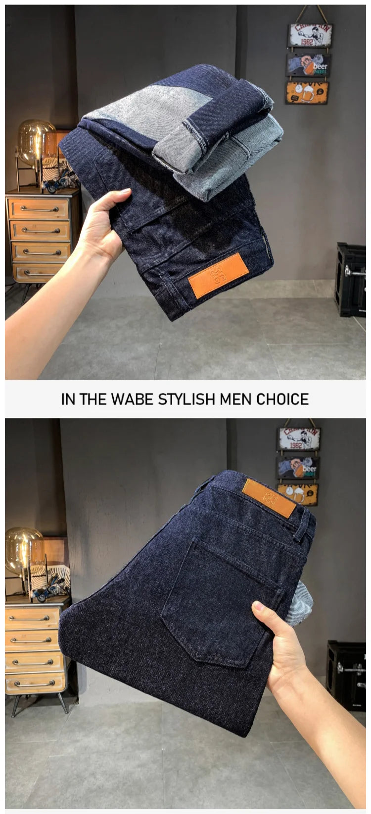 men streetwear splice denim fashion brand hip hop loose casual straight jeans pant cityboy deep blue y2k jeans trousers for men unique jeans style 1761