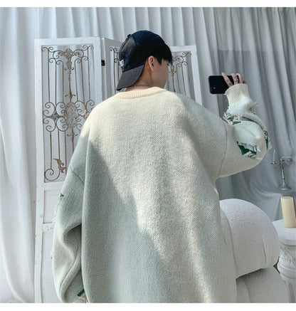 2025 New Ripped Design Crewneck Sweater For Men High Street Patchwork Knitted Jumpers Y2K Vintage Christmas Knitwear Pullovers Street King Limited