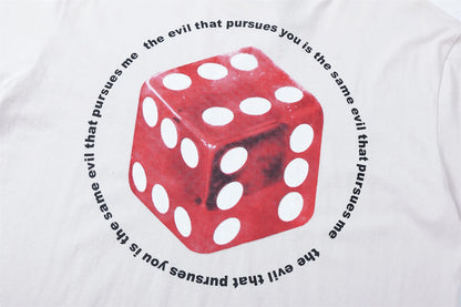 Summer Vintage Retro Dice Printing High-Street Casual Loose T-Shirt Tops Street King Limited