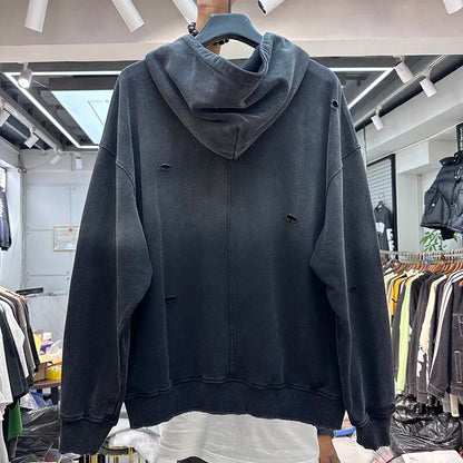 Gradient washing destroys vintage hoodies Street King Limited