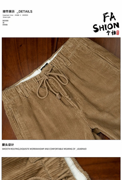 men american retro casual pure cotton corduroy pants japanese streetwear amikaji fashion straight cargo pant trouser unique cargo style 1886