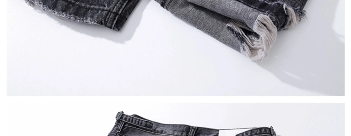 baggy damaged heavy industry washed jeans pants vibe loose casual silhouette straight worn pants knee ripped denim trousers unique jeans style 177
