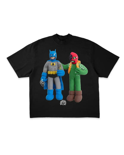 Streetwear Cartoon Letter Pattern Printed Oversized T-Shirt Women's Y2K Casual Loose Round Neck Short Sleeve Top Couple Style Street King Limited