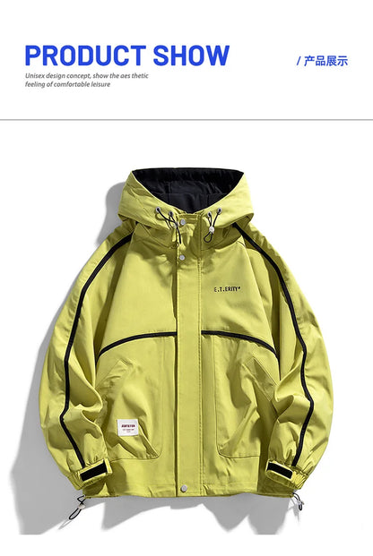 mens hooded jacket clashing colours jackets letter print jacket streetwear casual outdoor coats 2024 spring fall male clothing unique default style 5216