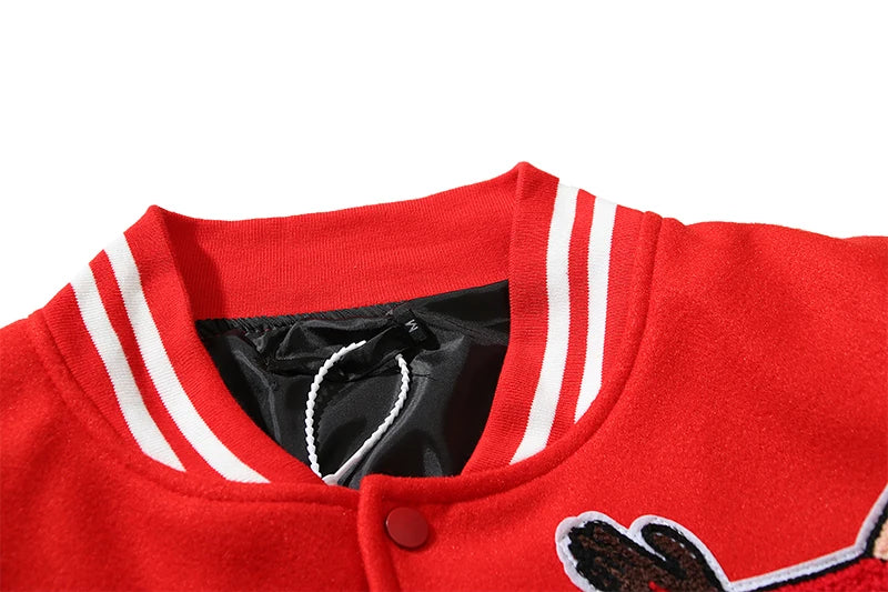 high street color block graffiti embroidery baseball jacket mens leather sleeve woolen patchwork stand oversized winter coats unique default style 936