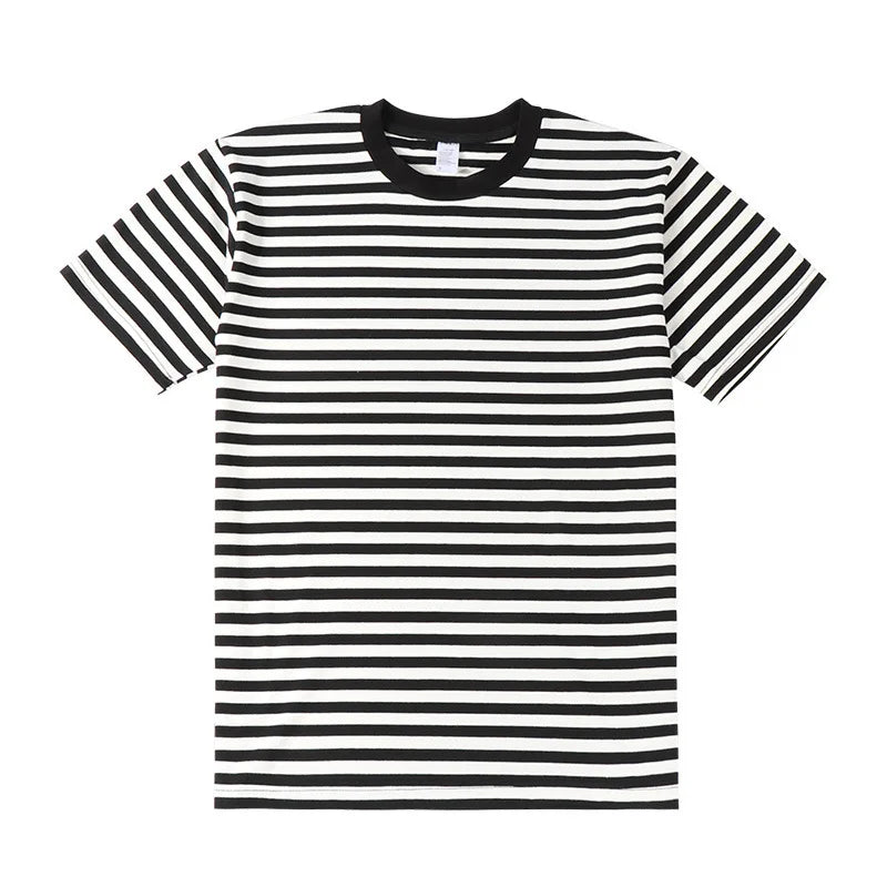 Japanese Vintage Nostalgic Striped T-Shirts For Men And Women Short-Sleeved Cotton Men's Loose Half-Sleeved Sea Soul Shirt Street King Limited