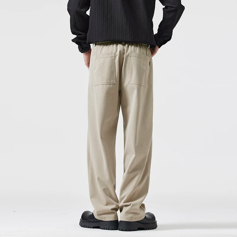 simple casual pants mens spring autumn loose fashion straight wide leg plus size pants cityboy streetwear trousers clean everyday pants