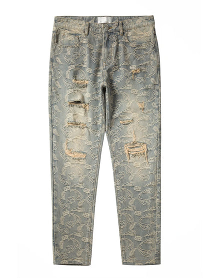 fashion paisy denim jeans mens destoryed holes zipper jeans pants hip hop streetwear new summer casual joggers loose jeans pants unique joggers style 1216