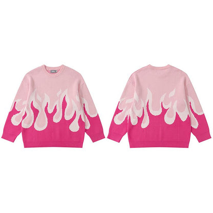"Water & Fire" Unisex Men Women Streetwear Graphic Sweater Daulet Apparel