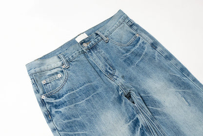 streetwear ropa hombre lightning pattern washed split jeans for men washed pocket baggy casual denim trousers oversized cargos 1 unique cargo style 640