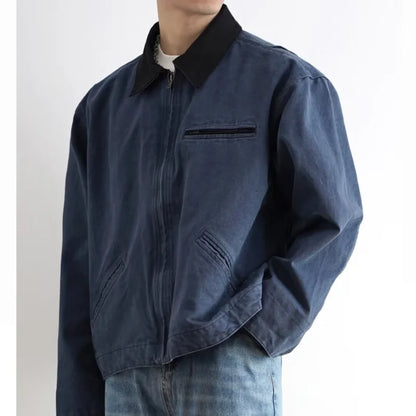 american trendy tooling mens jackets vintage solid distressed bomber coats patchwork zipper pocket high street short outwear unique shorts style 3449