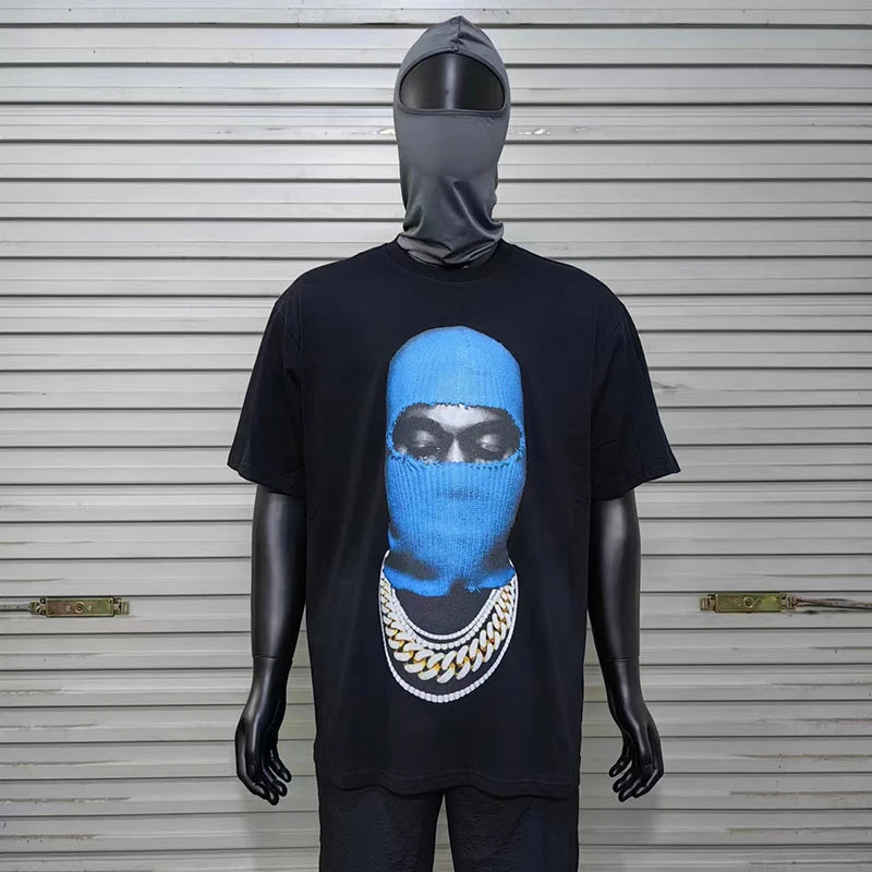 2024ss New IH NOM UH NIT T-shirt Masked Gold Necklace Printing Men Woman Good Quality Chaopai Top Tees Street King Limited