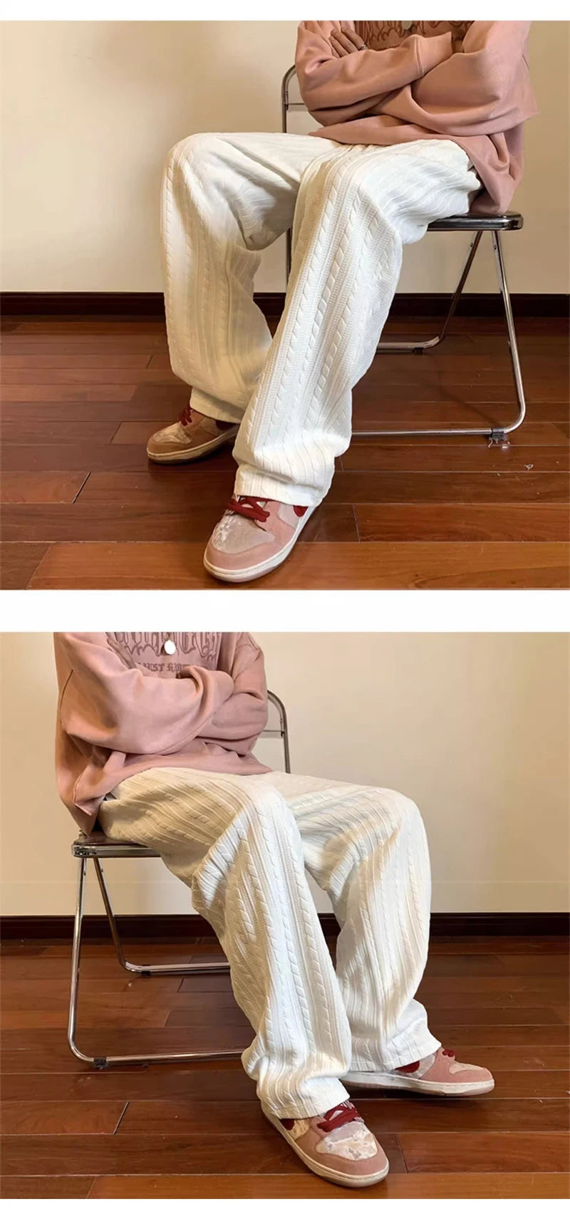 autumn waffle foam striped design pants for men new high street wide leg straight trousers casual y2k vintage pantalones hombre unique default style 108