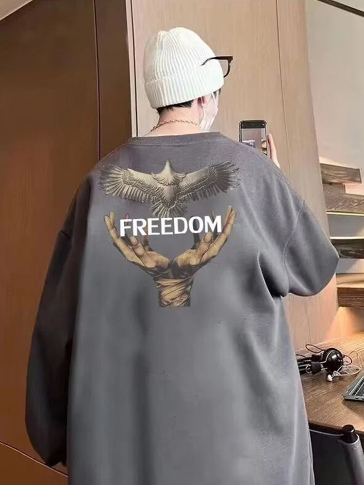 Dove Of Freedom Graphic Printed Men's Crewneck Hoodies Hip Hop Fashion Pullover Sweatshirts Hombre Y2K Streetwear Fleece Clothes Street King Limited