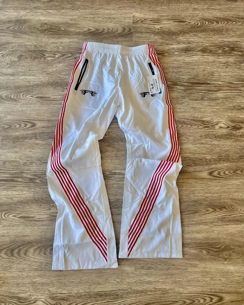 american retro trend striped stretch waist women nine point pants y2k harajuku fashion loose casual couple sports wide leg pants urban fashion pants