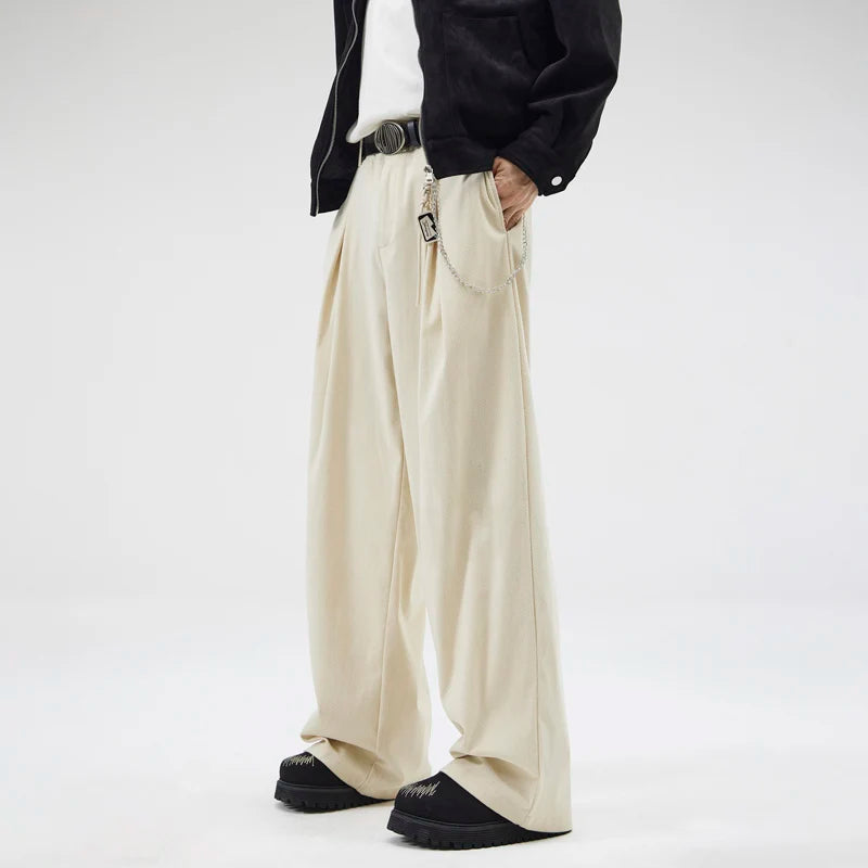 wide leg casual suit pants men japanese korean streetwear fashion loose cleanfit suit baggy pants cityboy long trousers urban fashion pants