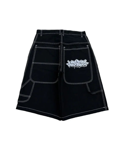Wexwear Embroidery Shorts Skateboarding New Y2k Jeans Denim Baggy Harajuku Gym Basketball Shorts Men Letter Graphic Streetwear Street King Limited
