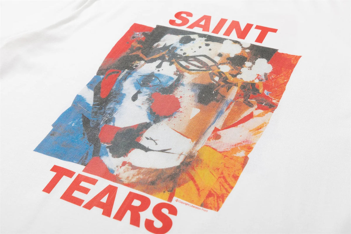 2024 Vintage 90s Joker Graffiti Print High Street Retro Casual Loose Cotton Quality T-shirt Tops Fpr Men Street King Limited
