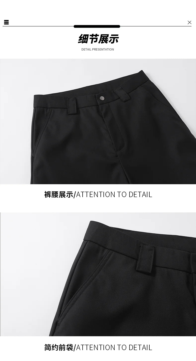 extended length edition wrinkle fashion men streetwear fashion hip hop vibe loose casual straight black suit pant trousers unique default style 1830