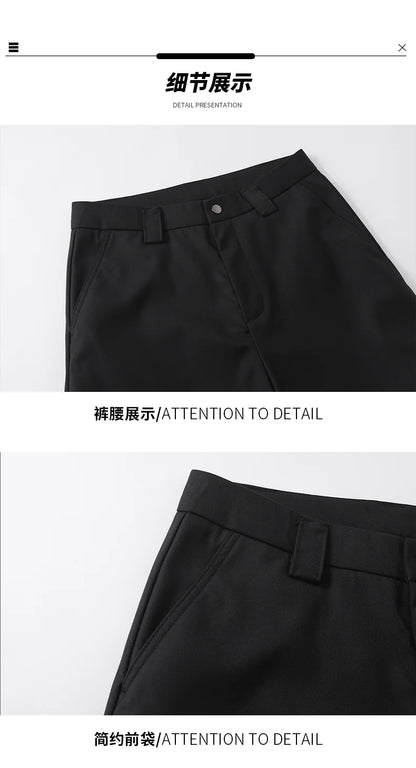 extended length edition wrinkle fashion men streetwear fashion hip hop vibe loose casual straight black suit pant trousers unique default style 1830