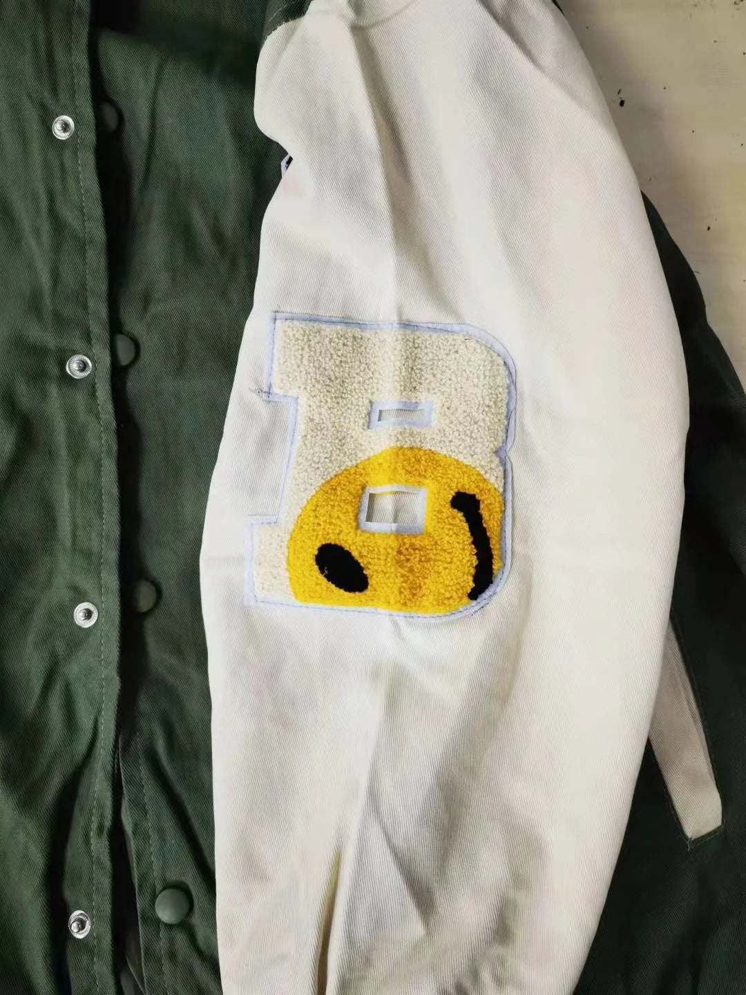 hip hop mens baseball jacket harajuku cotton streetwear embroidery letter funny smiley patchwork college jacket coat couple unique default style 58