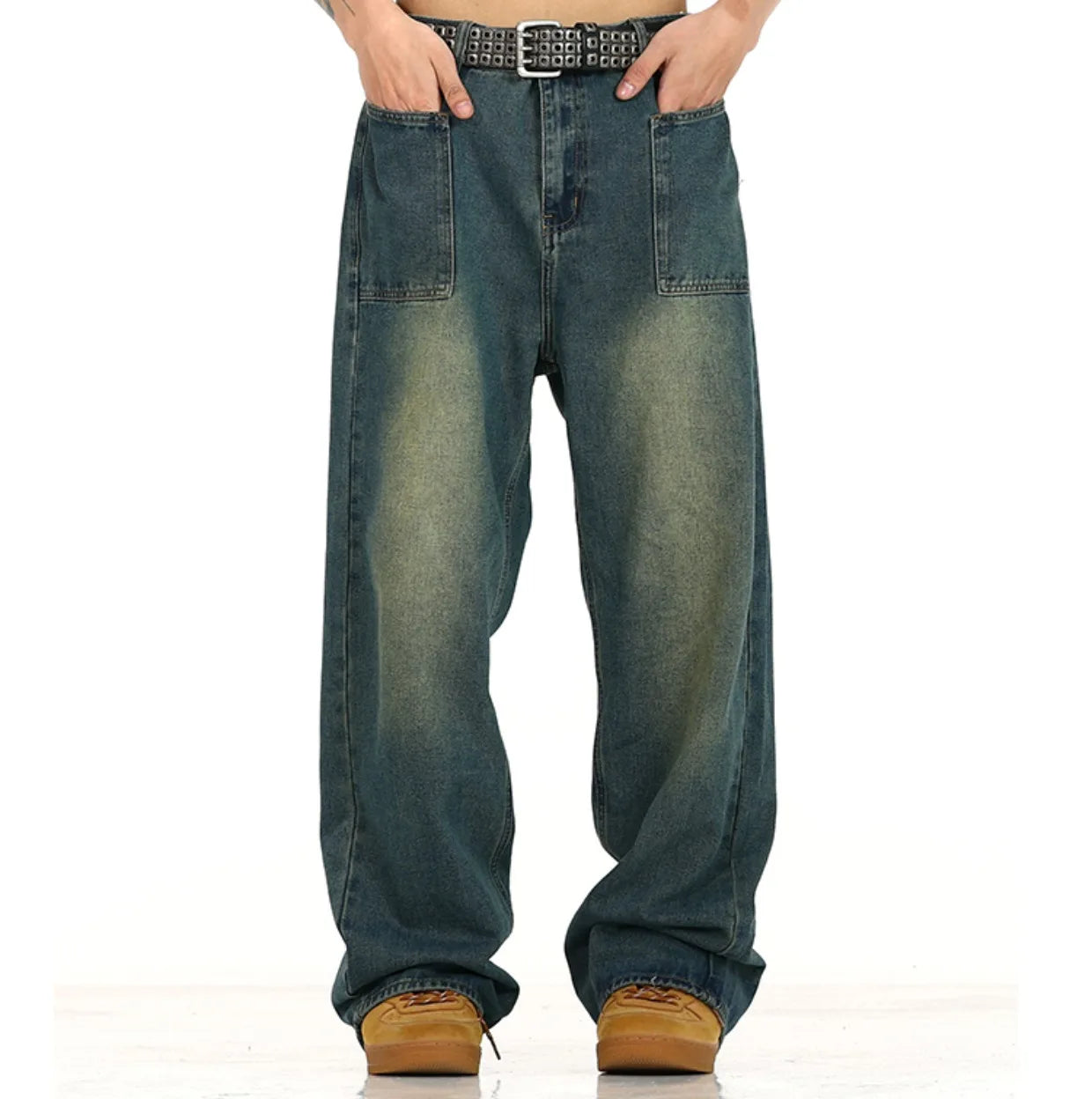 retro washed denim baggy jeans pants unisex hip hop fashion streetwear harajuku loose wide leg straight y2k pants joggers men unique joggers style 4966