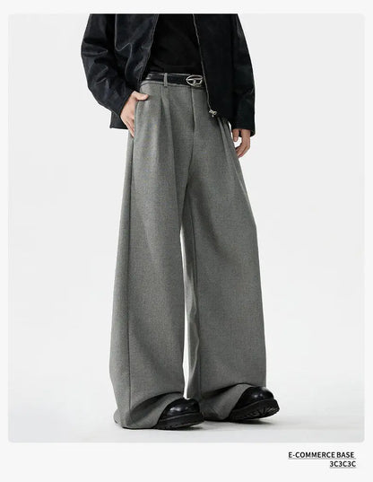 men loose casual korean streetwear fashion vintage straight wide leg suit pants trousers cityboy baggy pants unique default style 1606
