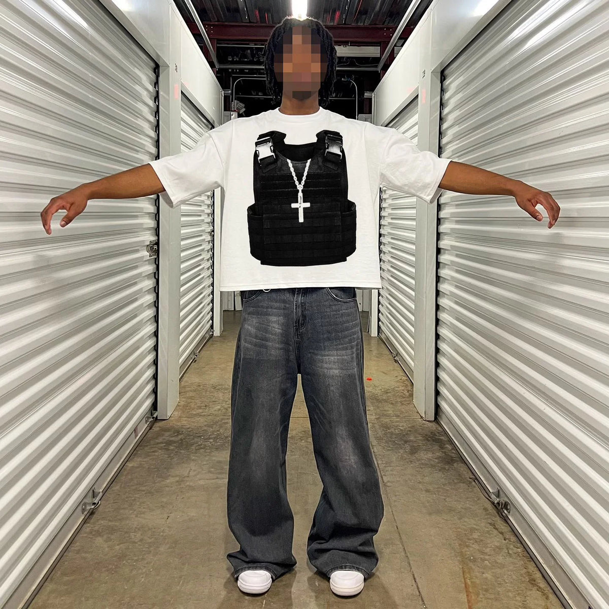 2000s Retro Goth cartoon Bulletproof vests Print pattern t-shirt Y2K Short sleeve Loose Sweatshirts Hip Hop Oversized tees Street King Limited
