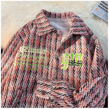 american retro plaid jacket korean trend couple jackets embroidery design unisex outerwear loose plus size mens coat unique default style 998