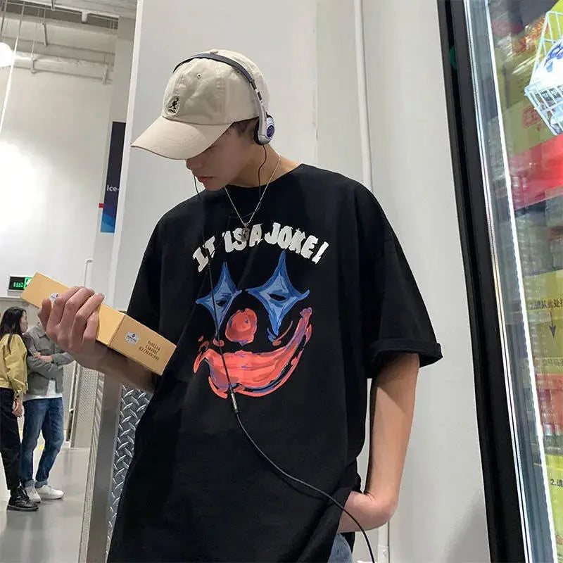 Hong Kong style retro American cotton summer short-sleeved T-shirt men's trendy Korean style loose top trendy brand half-sleeved Street King Limited