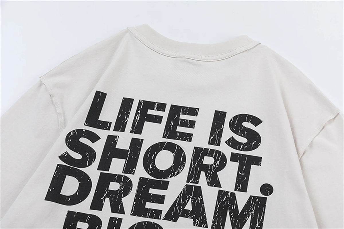 2024 New FP Vintage Retro Letter Reeborn Printing High-Street Distressed Casual Tops T-Shirt Street King Limited
