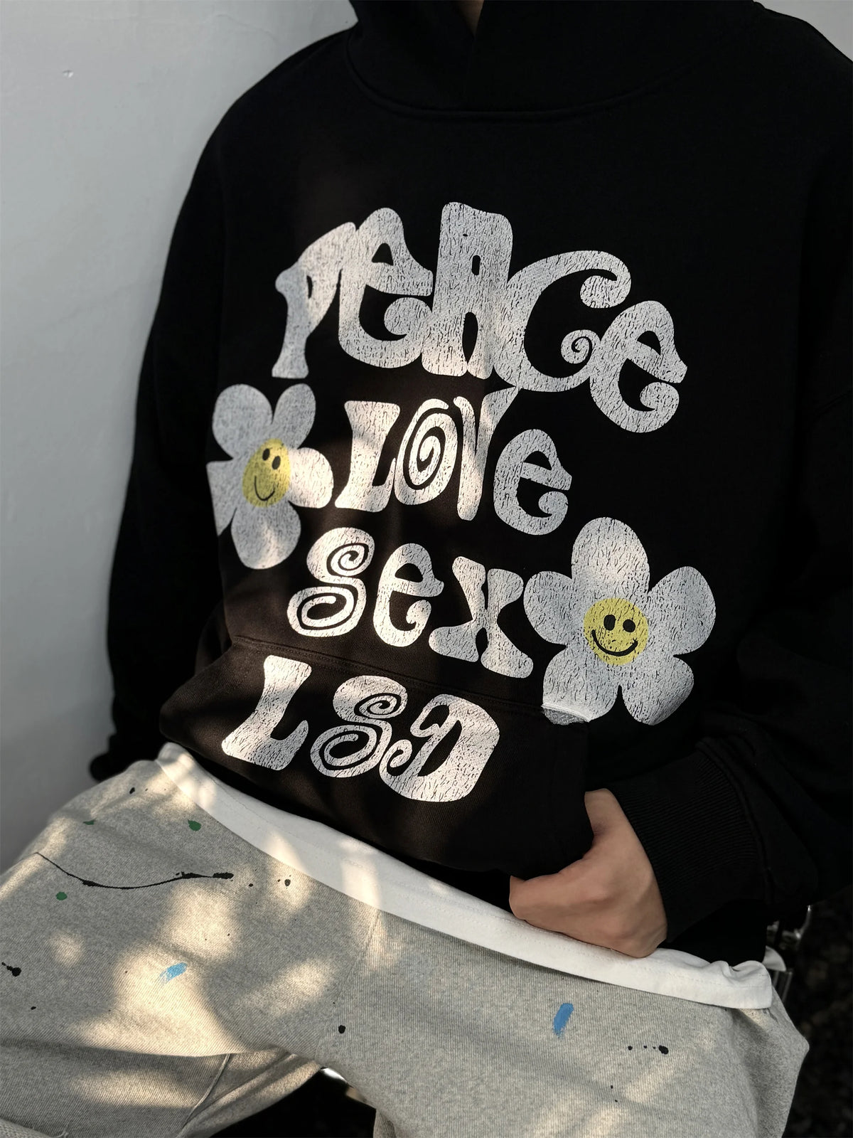 2024 Vintage readymade Style Letter Flower Print Quality Loose Oversized High-Street Cotton Hoodies Sweater Pullover Street King Limited