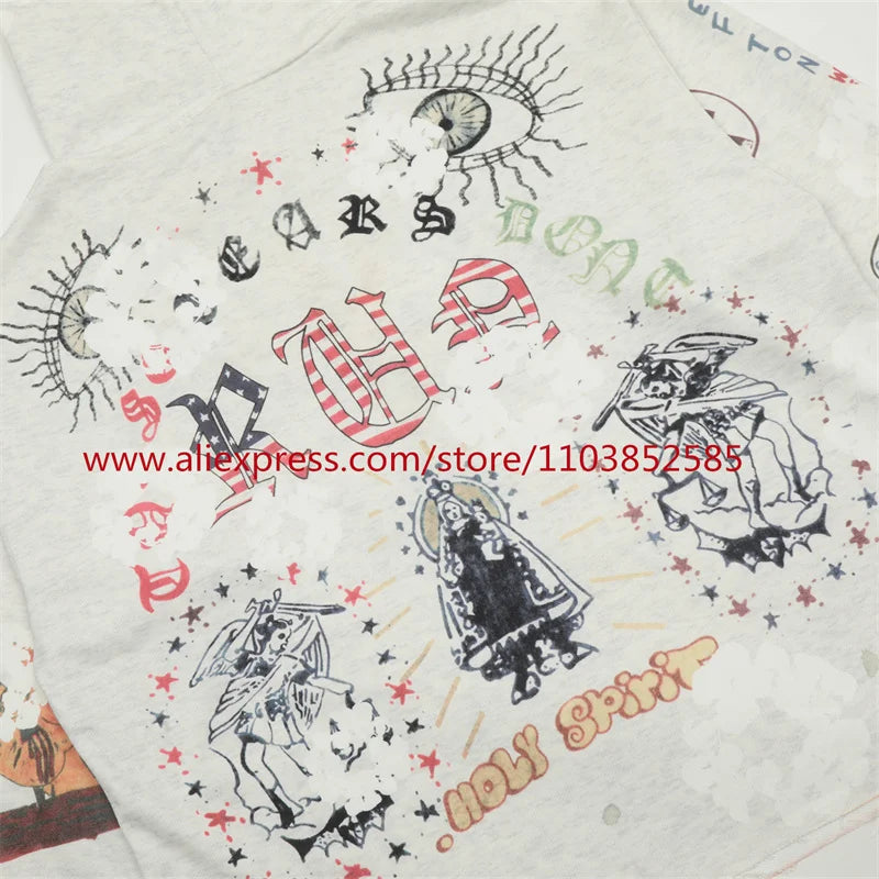Washed Saint Vintage Hoodie Men Women 1:1 Best Quality Hold Hooded Oversize Pulleys Autumn Winter Tops Shinjuku 2024 High Street Street King Limited