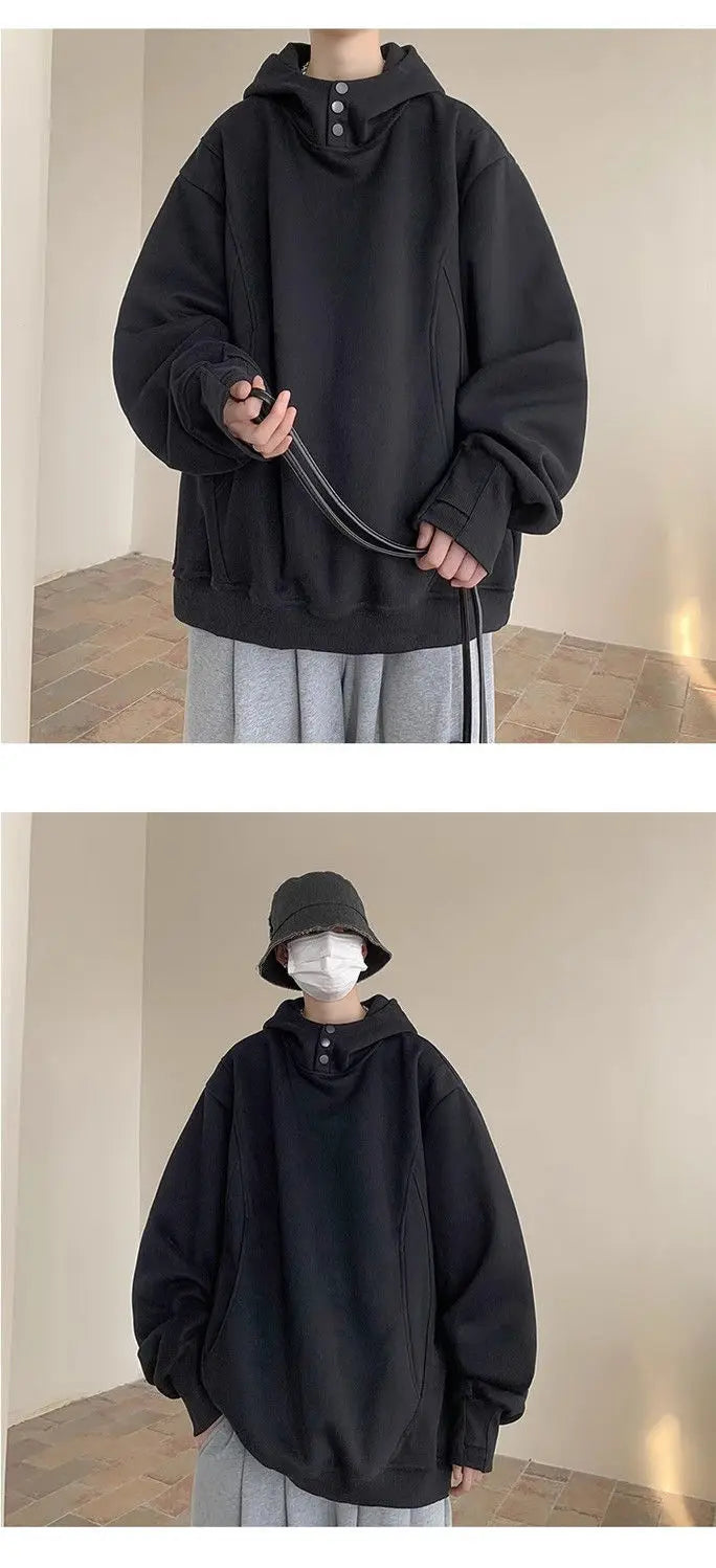 Sweatshirt men trendy autumn and winter American high street design niche heavy breasted hooded jacket plus velvet thickening Street King Limited