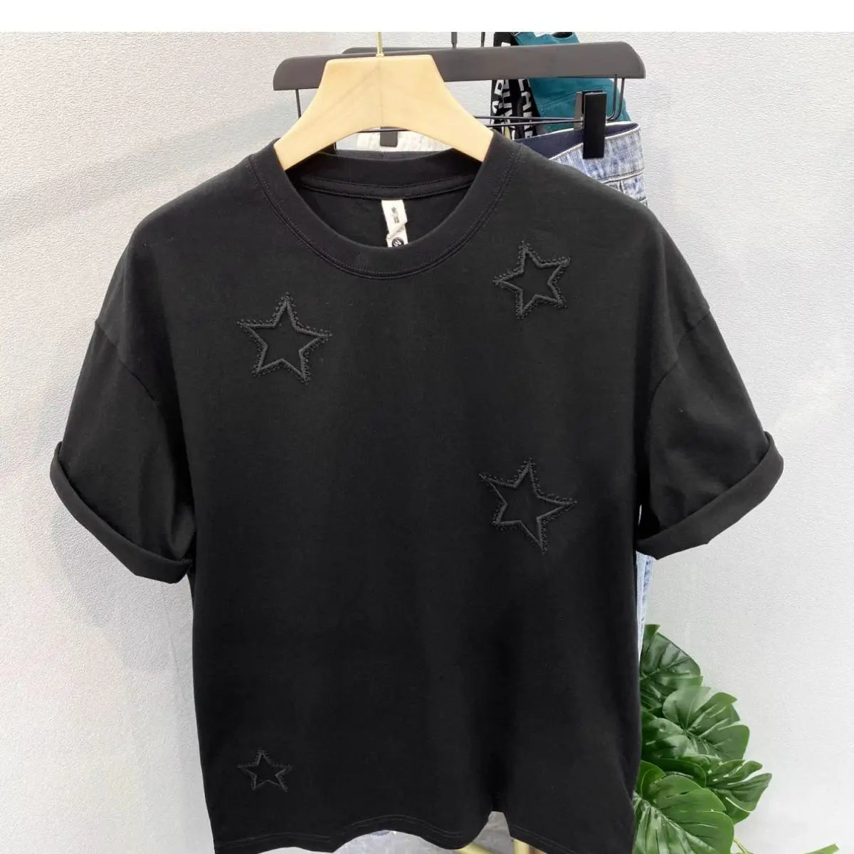 2024 American style men and women summer pentagram round neck short sleeved trendy couple loose retro casual T-shirt top y2k Street King Limited