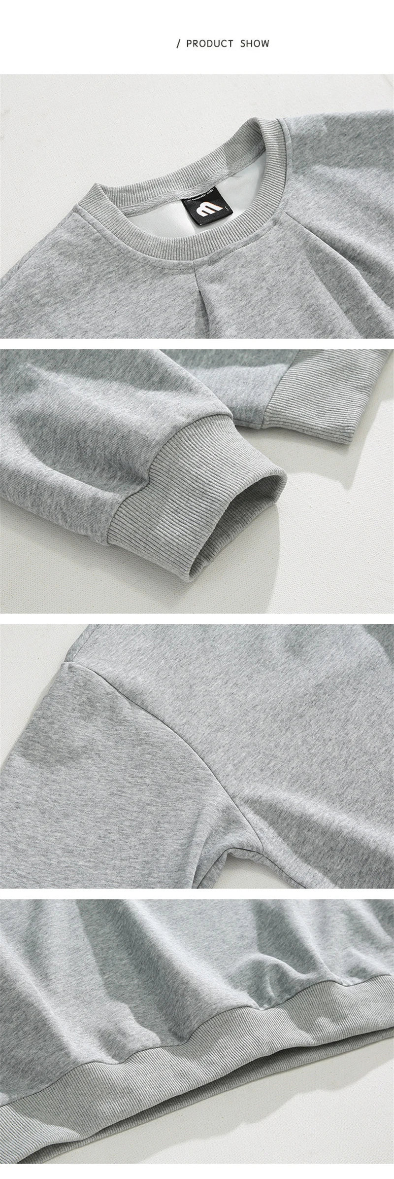 2024 Korean Fashion Crewneck Sweatshirts For Men Casual Design Pullover Y2K Hoodies Solid Color Streetwear Long Sleeve Tops Street King Limited